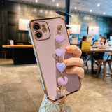 Luxury Love Heart Painting + Heart Hand Chain Case For Apple iPhone Phone Case