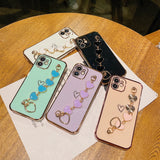 Luxury Love Heart Painting + Heart Hand Chain Case For Apple iPhone Phone Case