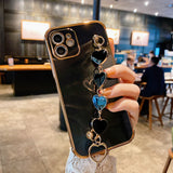 Luxury Love Heart Painting + Heart Hand Chain Case For Apple iPhone Phone Case
